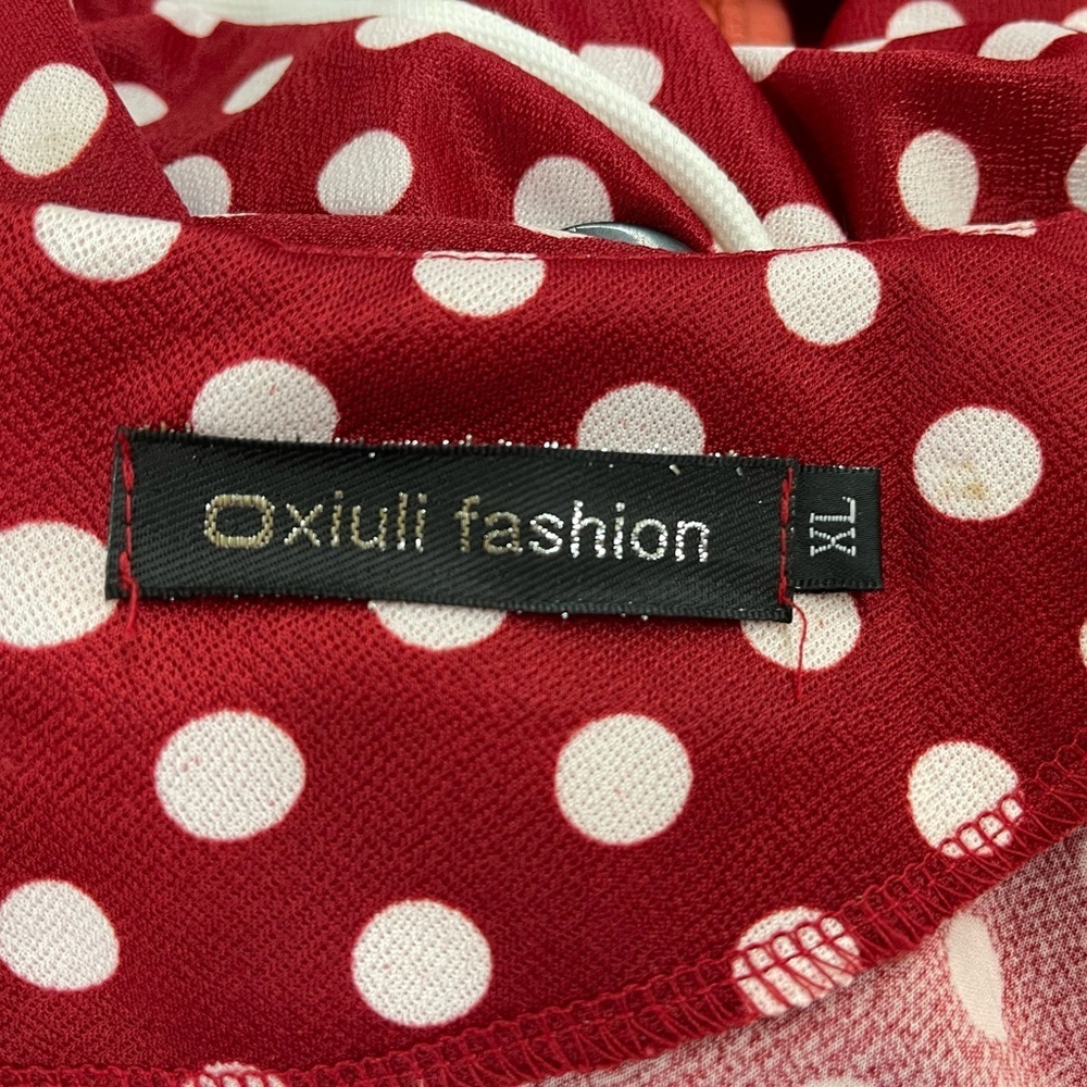 Vintage 90's Retro Red and White Polka Dot Button Dress Size XL - Picture 6 of 6